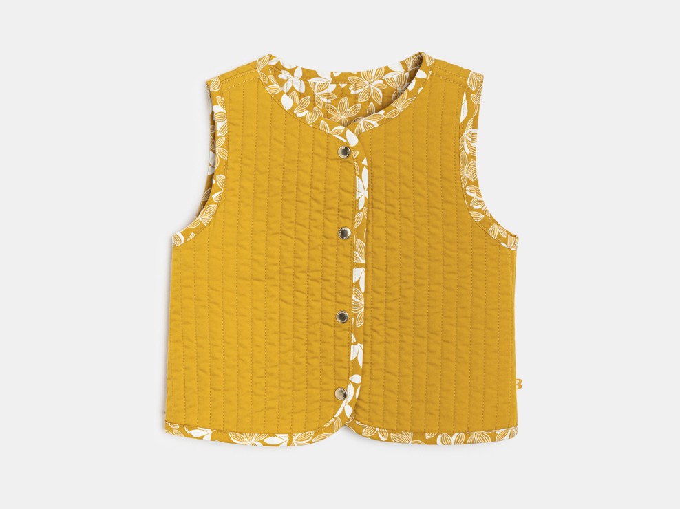 Veste réversible coton épais jaune ocre bébé fille 2
