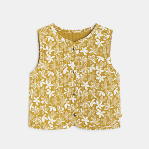 Veste réversible coton épais jaune ocre bébé fille 1