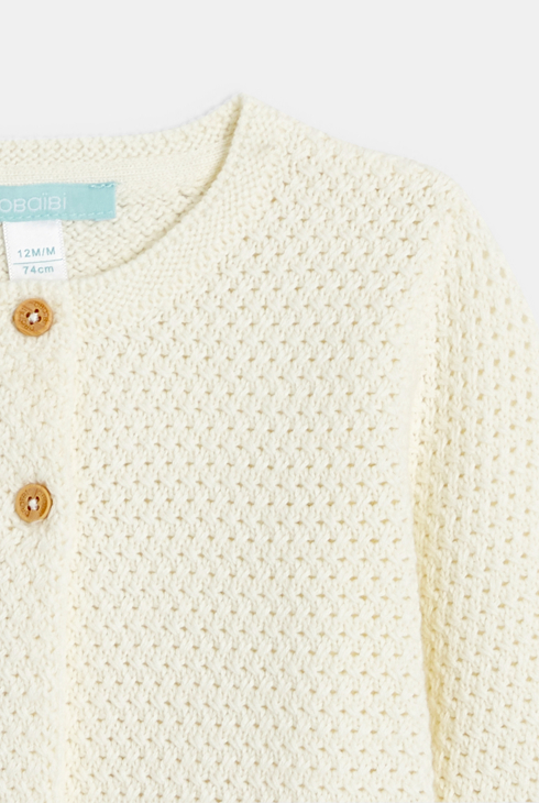 Weiße Strickjacke in Häkeloptik Kleinkind Mädchen