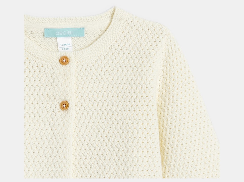 Gilet maille effet crochet blanc bébé fille 2