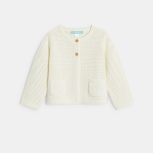 Gilet maille effet crochet blanc bébé fille 1