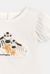 Camiseta de manga globo con bordado de cebras blanco niña 2