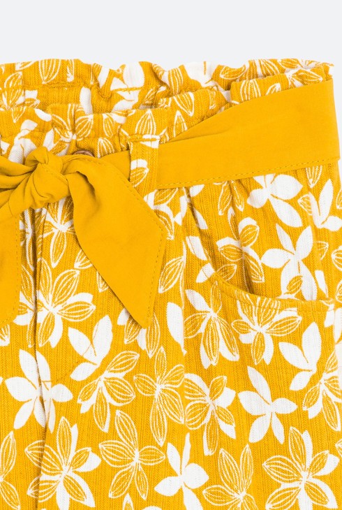 Gelbe weite Hose aus modischer geblümter Baumwolle Kleinkind Mädchen 2