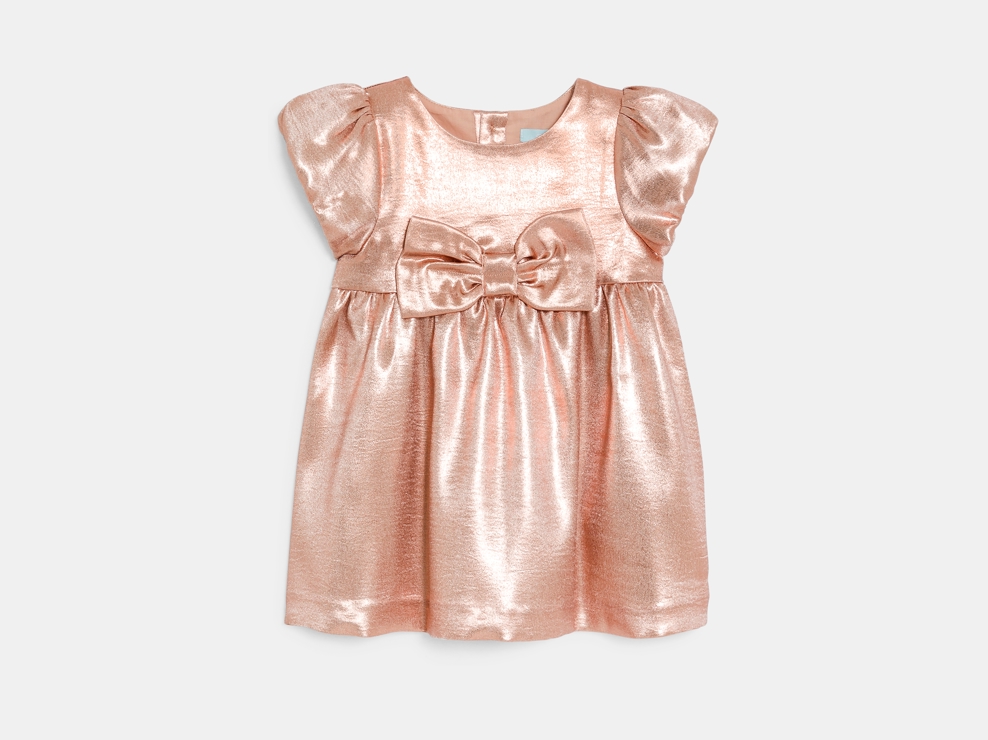 Robe chic à nœud irisée rose bébé fille 2