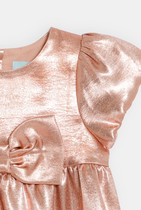 Robe chic à nœud irisée rose bébé fille