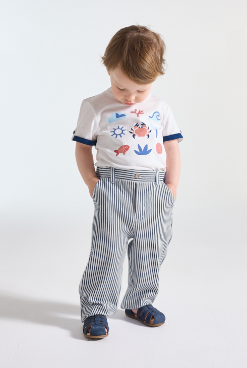 Pantalon droit rayé bleu bébé garçon 1