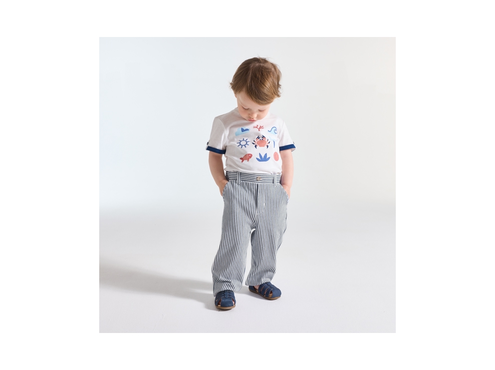 Pantalon droit rayé bleu bébé garçon 1