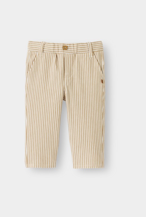 Pantaloni dritti a righe blu e beige neonato 1