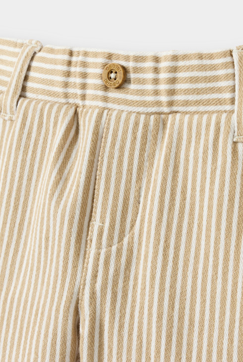 Pantaloni dritti a righe blu e beige neonato 2