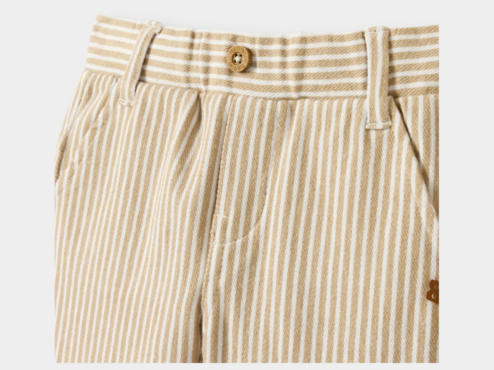 Pantalon rayé beige garçon 2