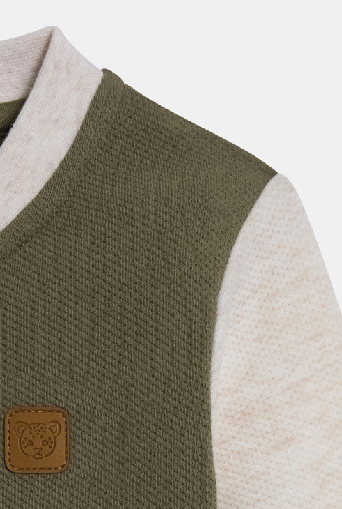 Grünes College-Sweatshirt mit Reißverschluss Kleinkind Junge 2