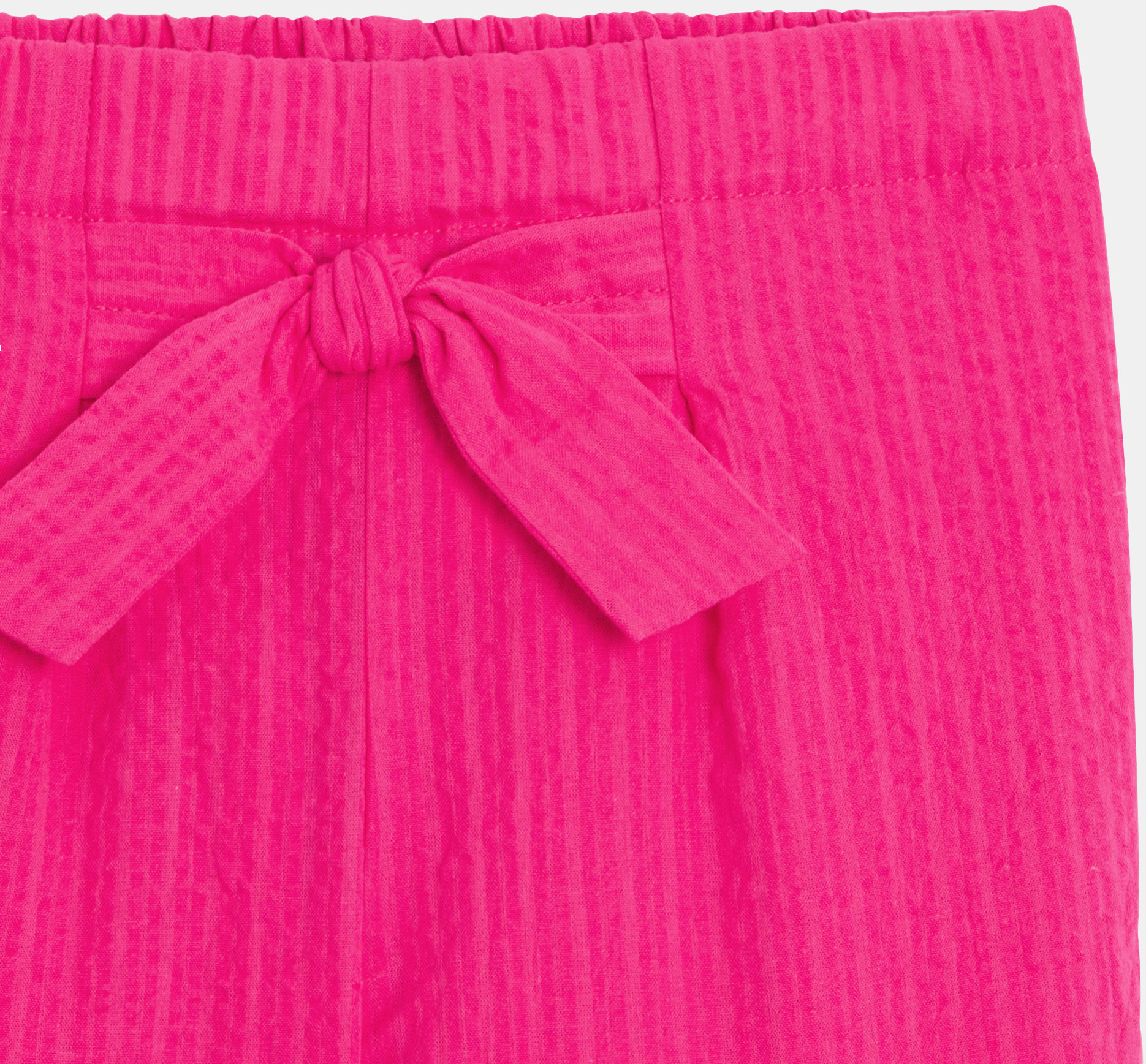 Pantalon carrot uni gaufré rose Fille 2