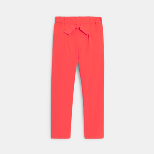 Pantalon carrot uni gaufré rose Fille 1