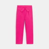 Pantalon carrot uni gaufré rose Fille