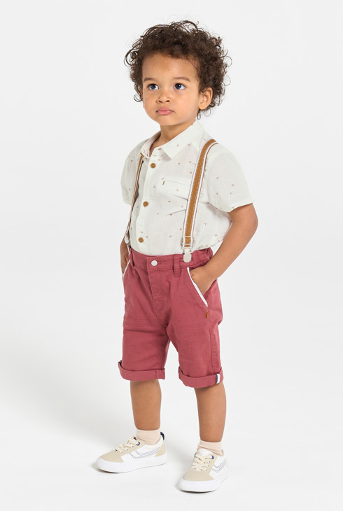 Bedrucktes Hemd in Weiß mit kurzen Ärmeln Kleinkind Junge 2