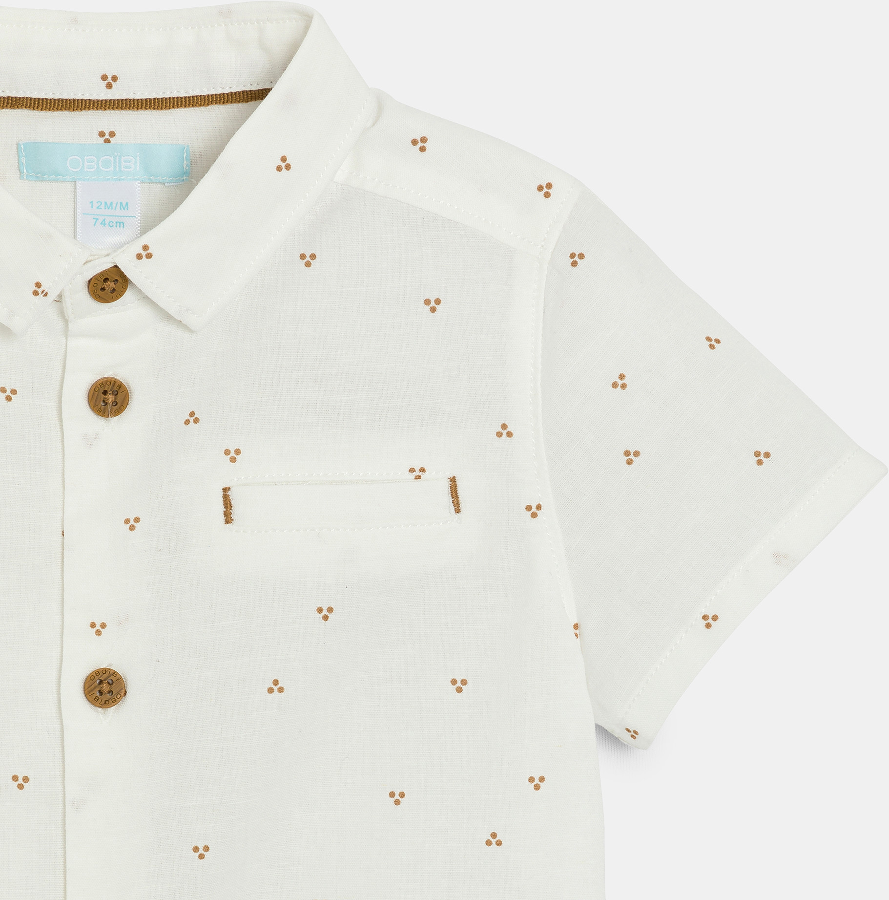 Chemise manches courtes imprimée blanc bébé garçon