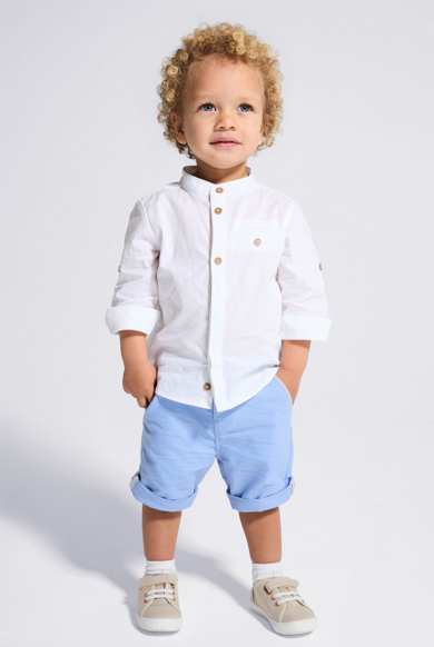 Short chic esprit lin bleu clair bébé garçon