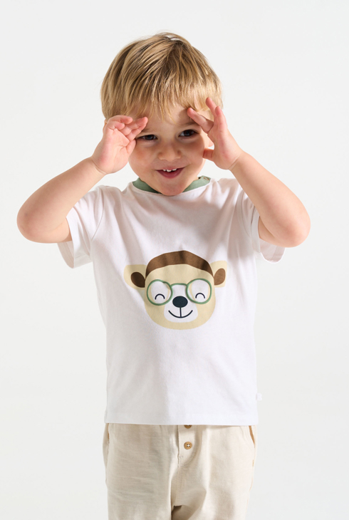 Weißes T-Shirt mit Tieren Kleinkind Junge 1