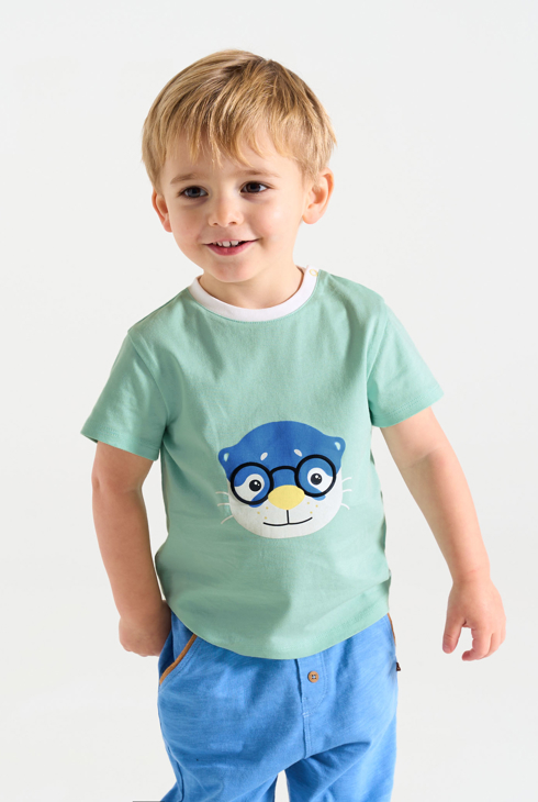 T-shirt verde animale neonato 1