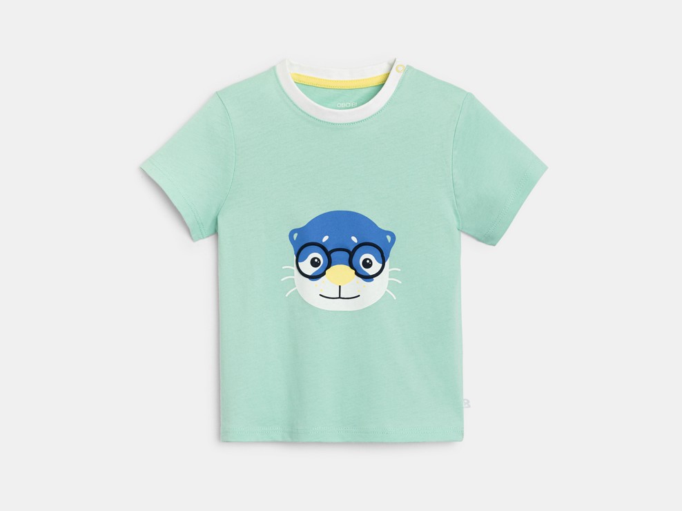 Groen T-shirt met dierenprint voor babyjongens 1