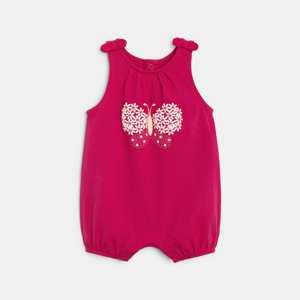 Baby girl's pink butterfly romper. 1