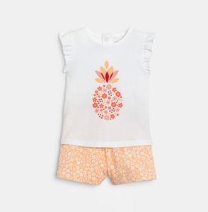 Baby girl's pink pineapple two-piece pyjamas 1