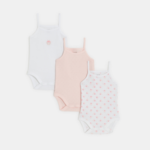 Baby girl's pink ladybird strappy bodysuit (set of 3) 1