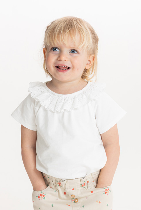 T-shirt col broderies blanc bébé fille 2