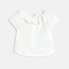 T-shirt col broderies blanc bébé fille