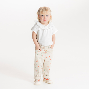 Baby girl's white T-shirt with embroidered collar 1