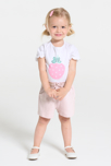 Short maille légère taille haute rose bébé fille 1