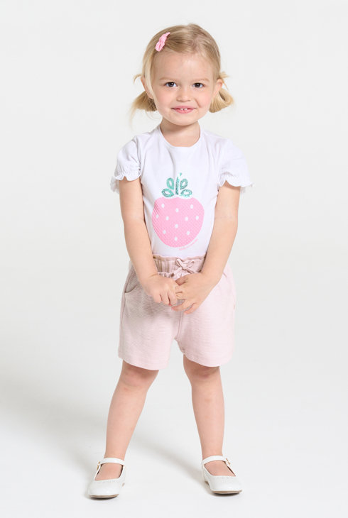 Short maille légère taille haute rose bébé fille 1