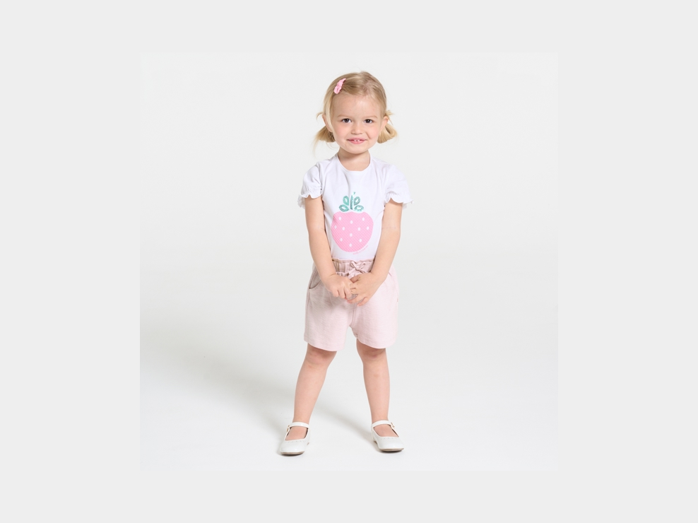 Short punto ligero cintura alta rosa bebé niña 1
