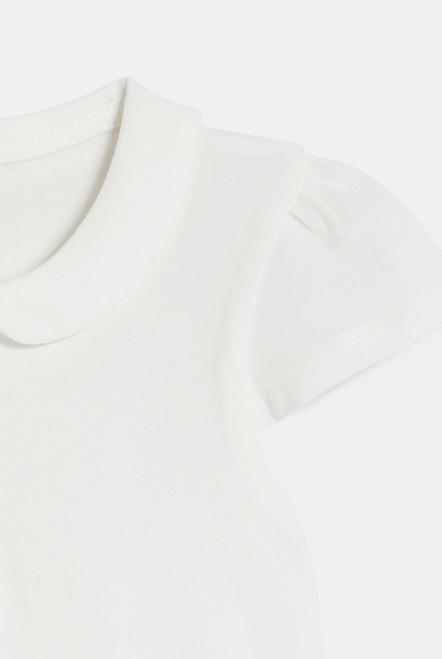 Polo col rond coton blanc bébé fille