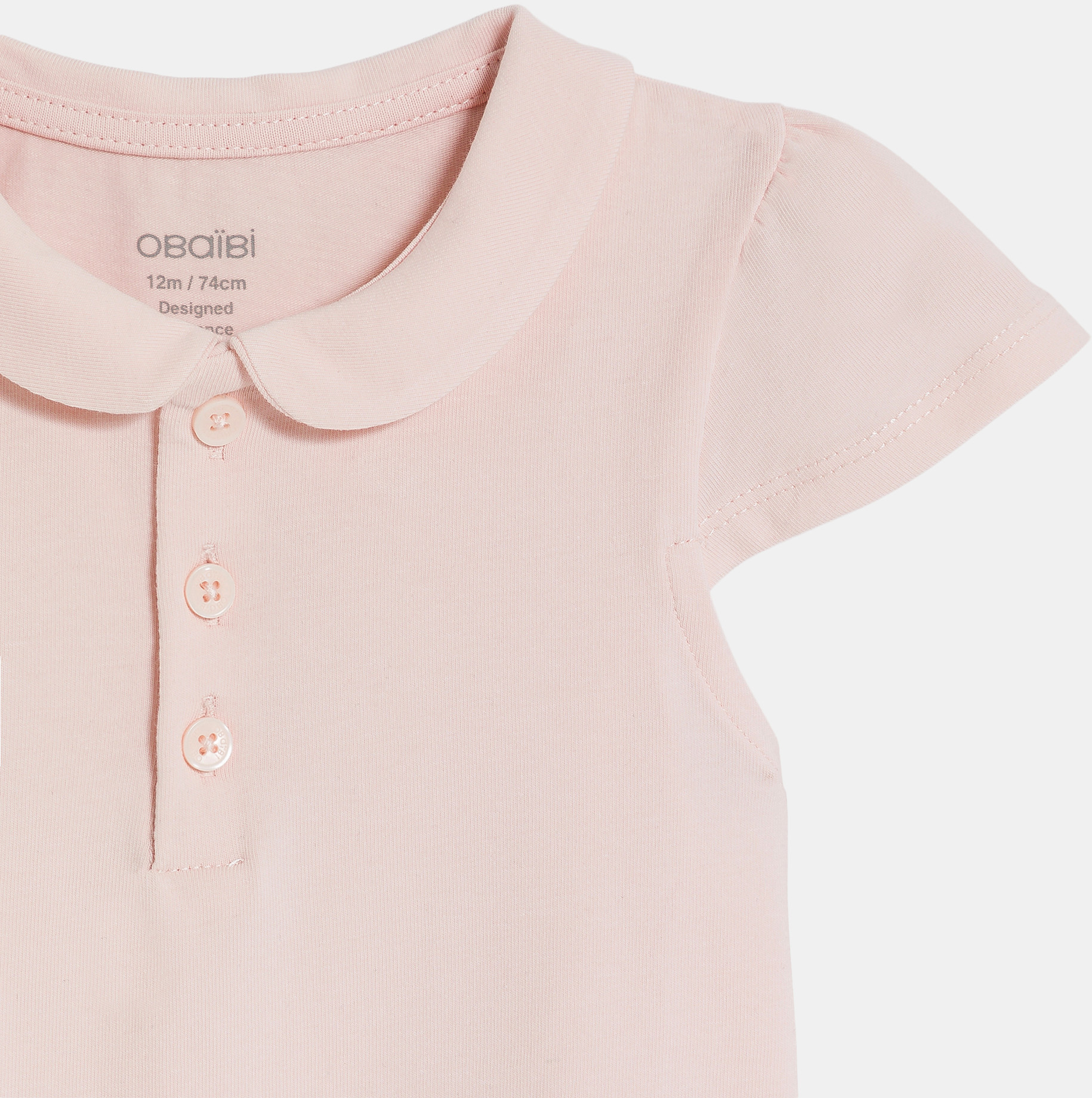 Mädchen-Poloshirt aus rosa Baumwolle mit Rundhalsausschnitt für Kleinkinder 2