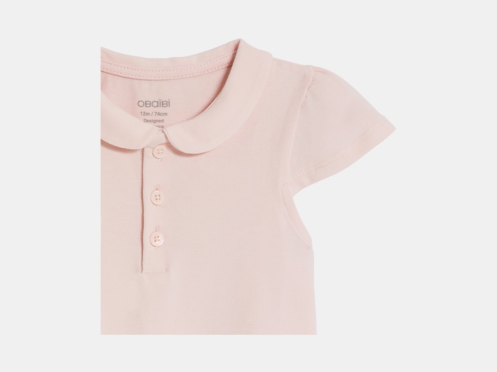 Mädchen-Poloshirt aus rosa Baumwolle mit Rundhalsausschnitt für Kleinkinder 2