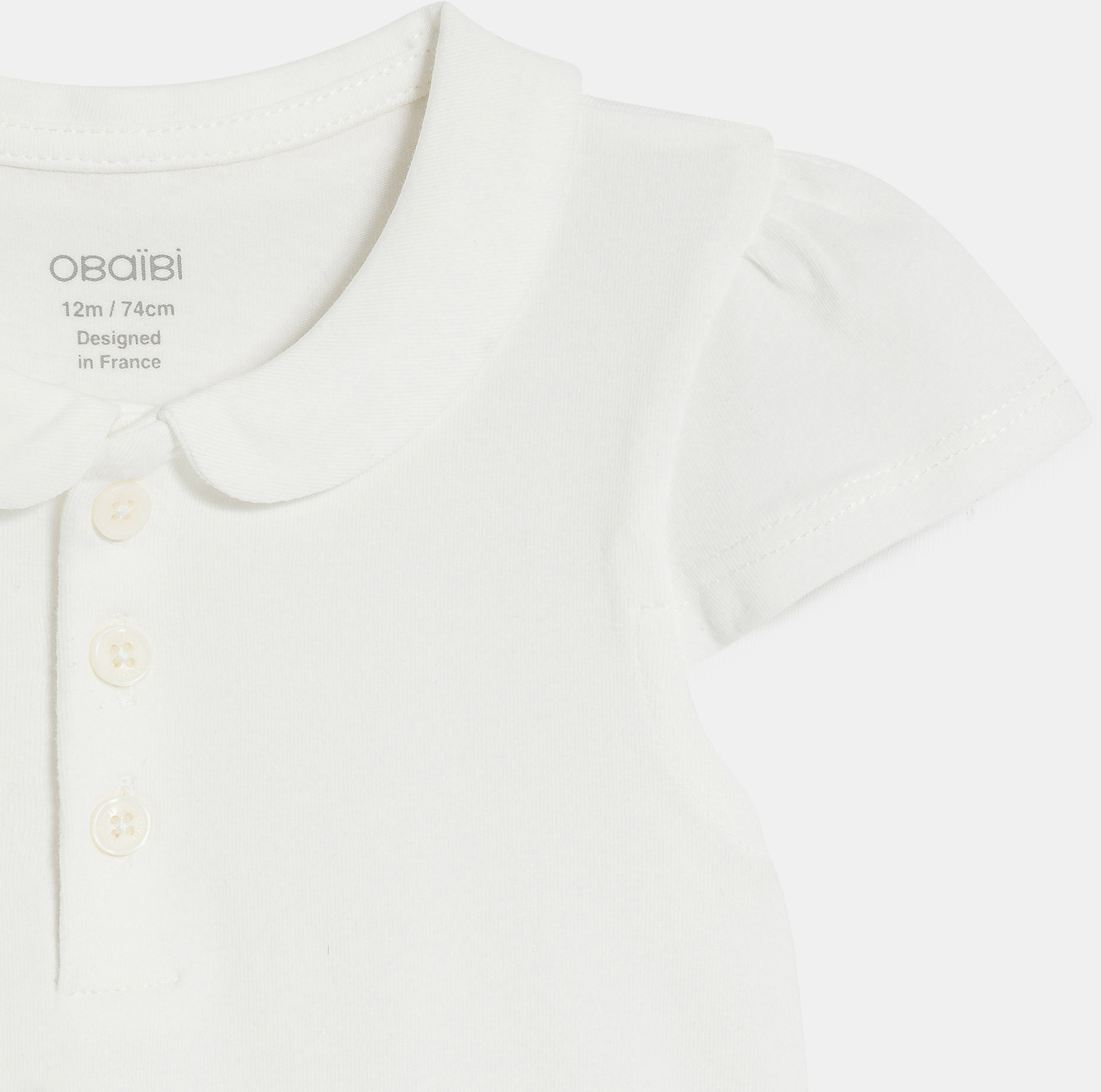 Mädchen-Poloshirt aus weißer Baumwolle mit Rundhalsausschnitt für Kleinkinder 2