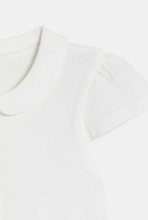 Polo col rond coton blanc bébé fille 2