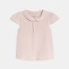 Polo col rond coton rose bébé fille