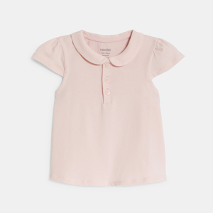 Polo col rond coton rose bébé fille 1