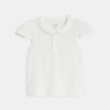 Polo col rond coton blanc bébé fille