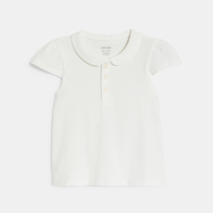 Polo col rond coton blanc bébé fille 1