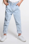 Jean mom en denim rayé bleu Fille 4