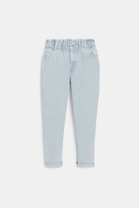 Girl's blue striped denim mom jeans 2
