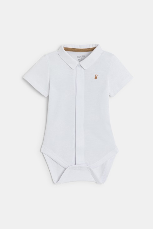 Kurze gestreifte Latzhose und blauer Body Geburt Jungen 2