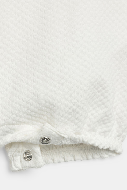 Combi courte coton fantaisie blanc naissance bébé fille 2