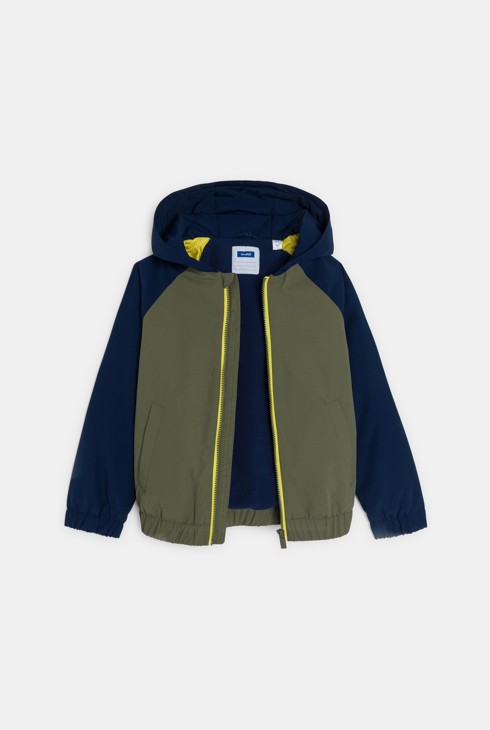 Khakifarbener gefütterter Fleece-Blouson mit Kapuze für Jungen 2