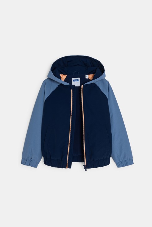 Blauer gefütterter Fleece-Blouson mit Kapuze für Jungen 2