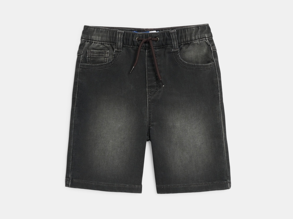Jeans-Bermudashorts in verwaschenem Schwarz für Jungen 1