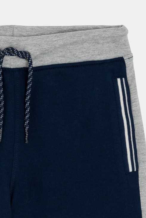Boy's navy blue Bermuda shorts in brushed cotton 2